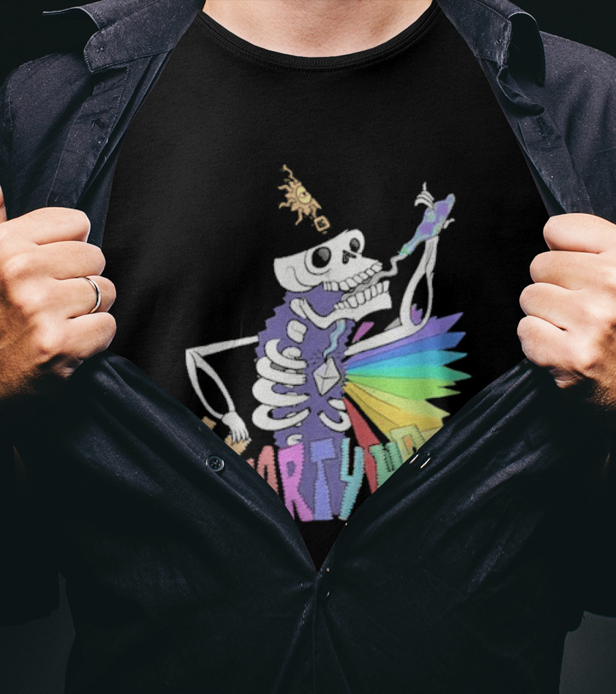 John Fogerty Hearty Har Colorful Skeleton With Rainbow T-Shirt