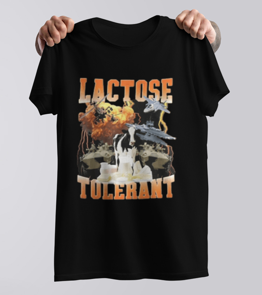 Lactose Tolerant Cow With Military Vehicles And Explosions T-Shirt
