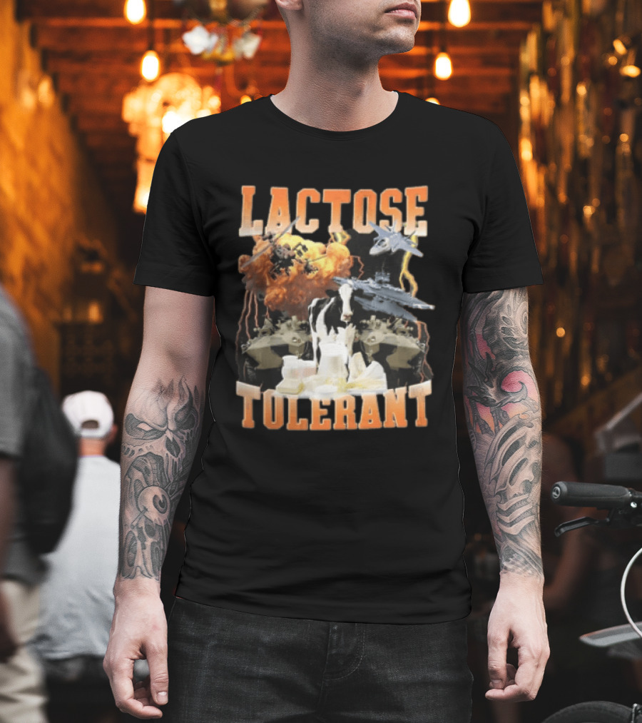Lactose Tolerant Cow With Military Vehicles And Explosions T-Shirt