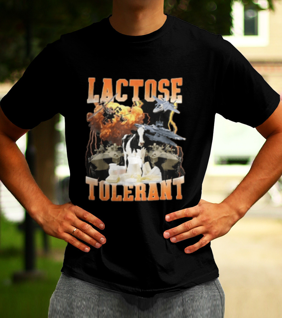 Lactose Tolerant Cow With Military Vehicles And Explosions T-Shirt