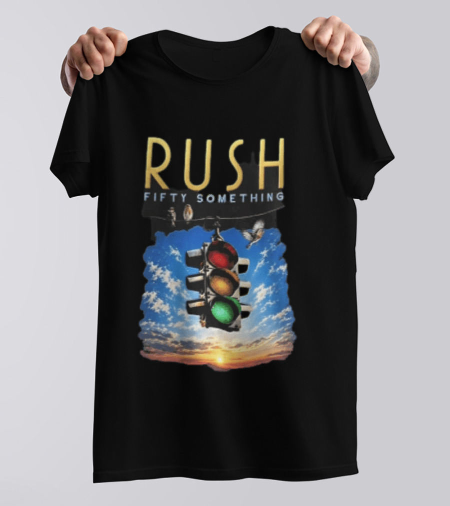 Rush Fifty Something Traffic Light Birds Blue Sky Sunset T-Shirt