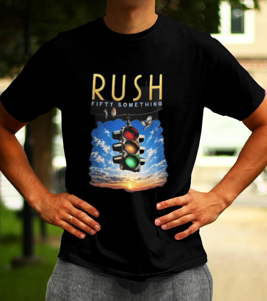 Rush Fifty Something Traffic Light Birds Blue Sky Sunset T-Shirt