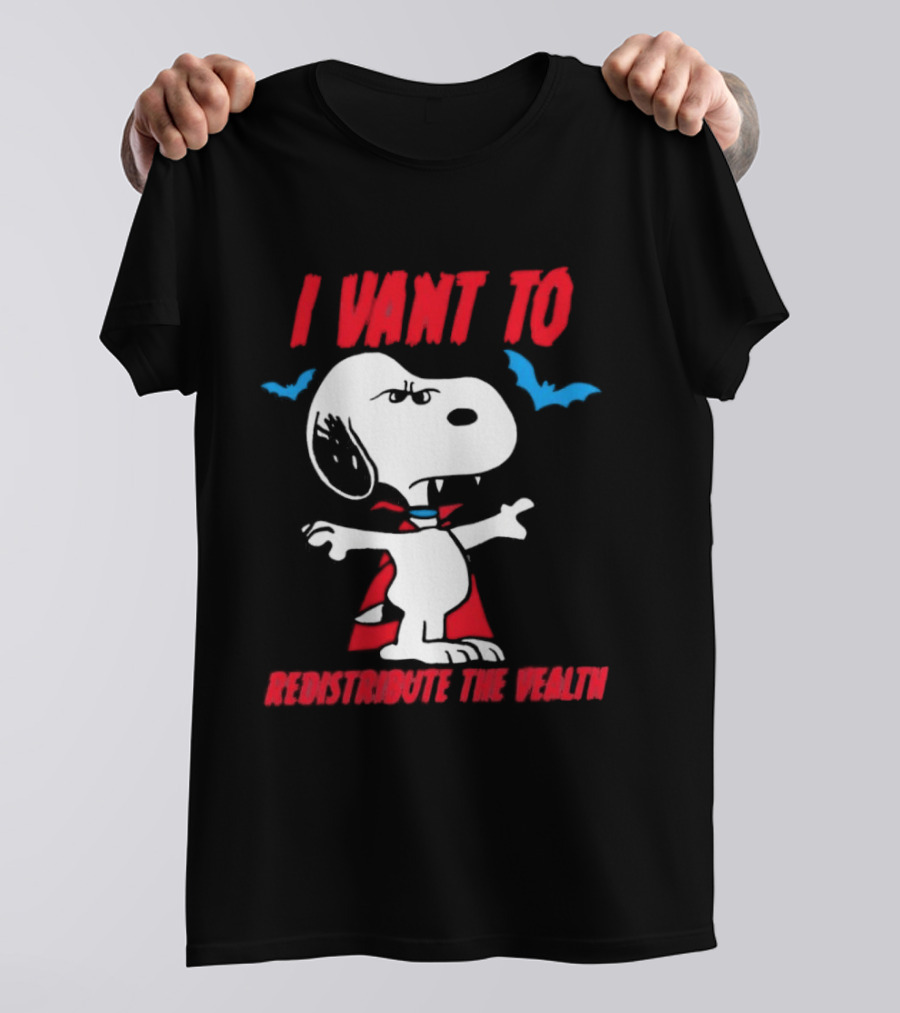 Snoopy I Vant To Redistribute The Wealth Vampire Cape And Bats T-Shirt