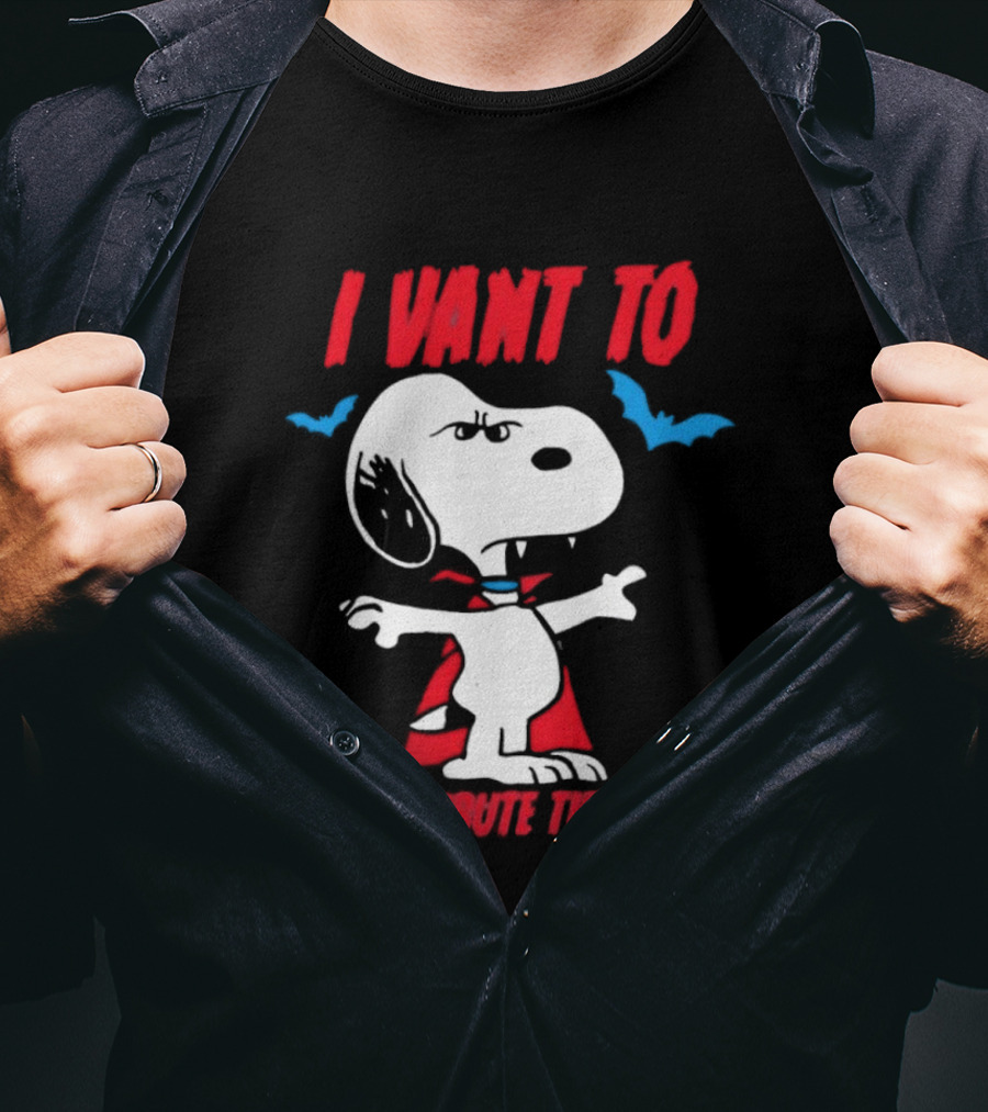 Snoopy I Vant To Redistribute The Wealth Vampire Cape And Bats T-Shirt