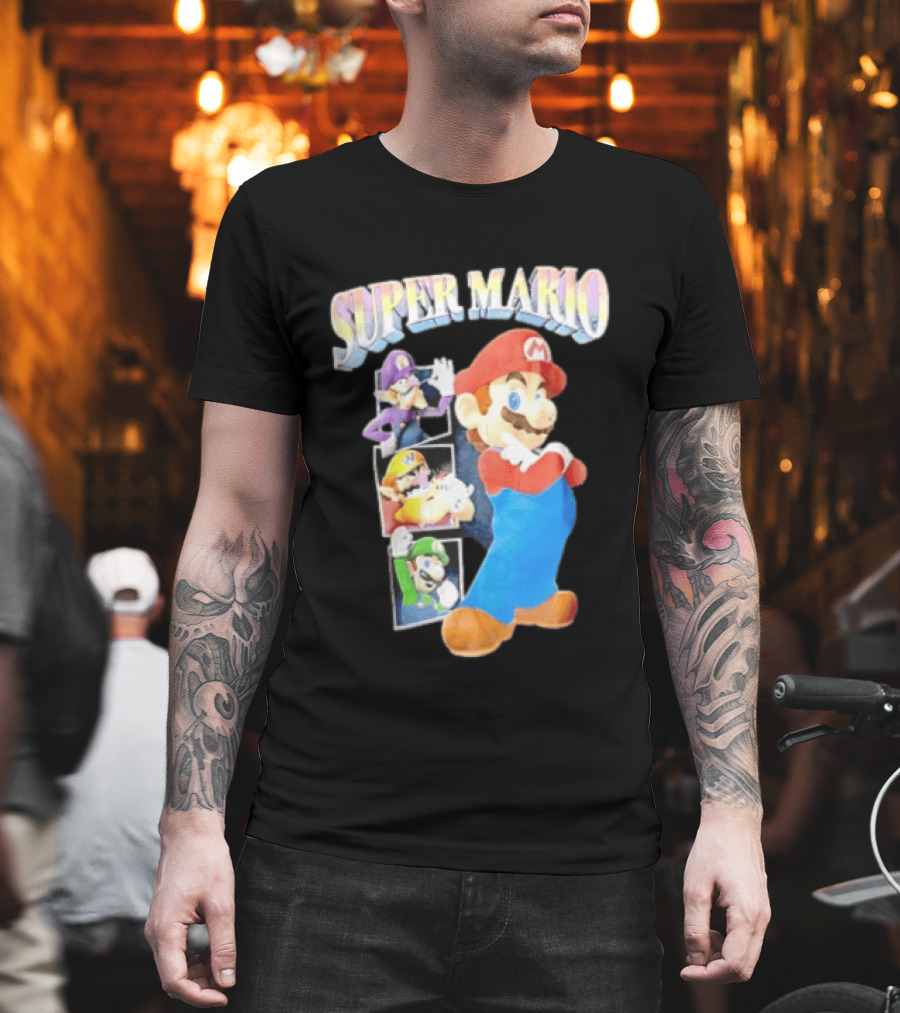 Super Mario With Luigi Wario And Waluigi Characters T-Shirt