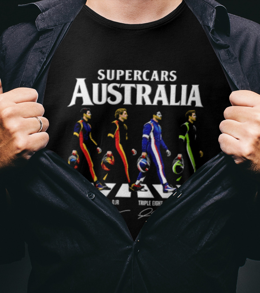 Supercars Australia Red Bull Ampol DJR Triple Eight Tickford Racing Drivers Crossing Abbey Road T-Shirt