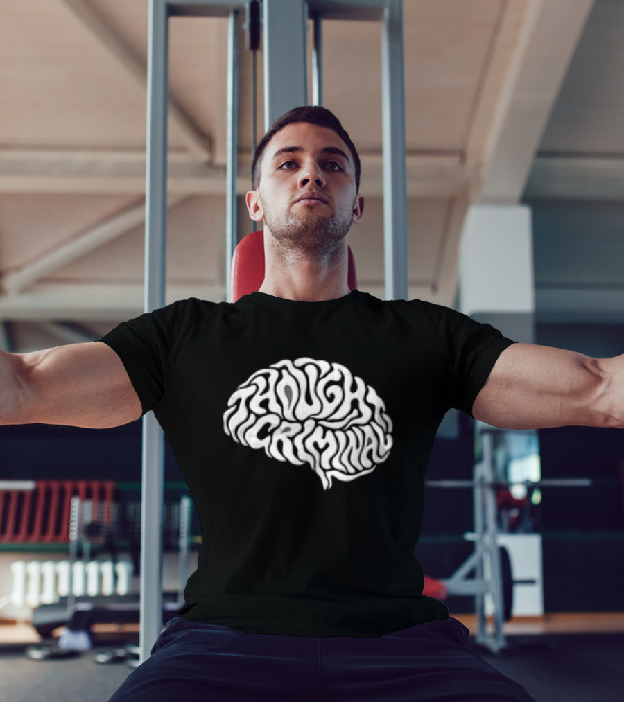 Thought Criminal Brain Text White T-Shirt
