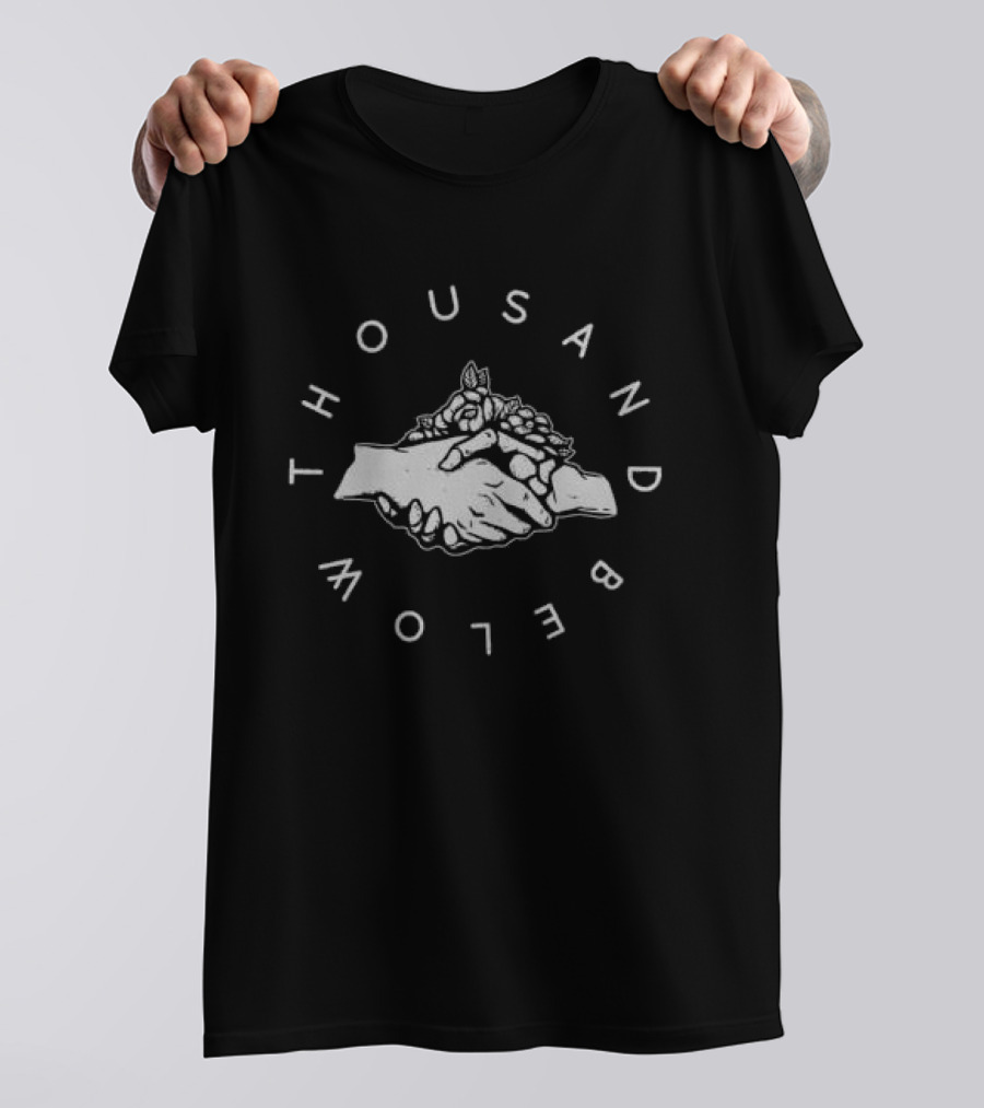 Thousand Below Rose Hand Shake Black T-Shirt