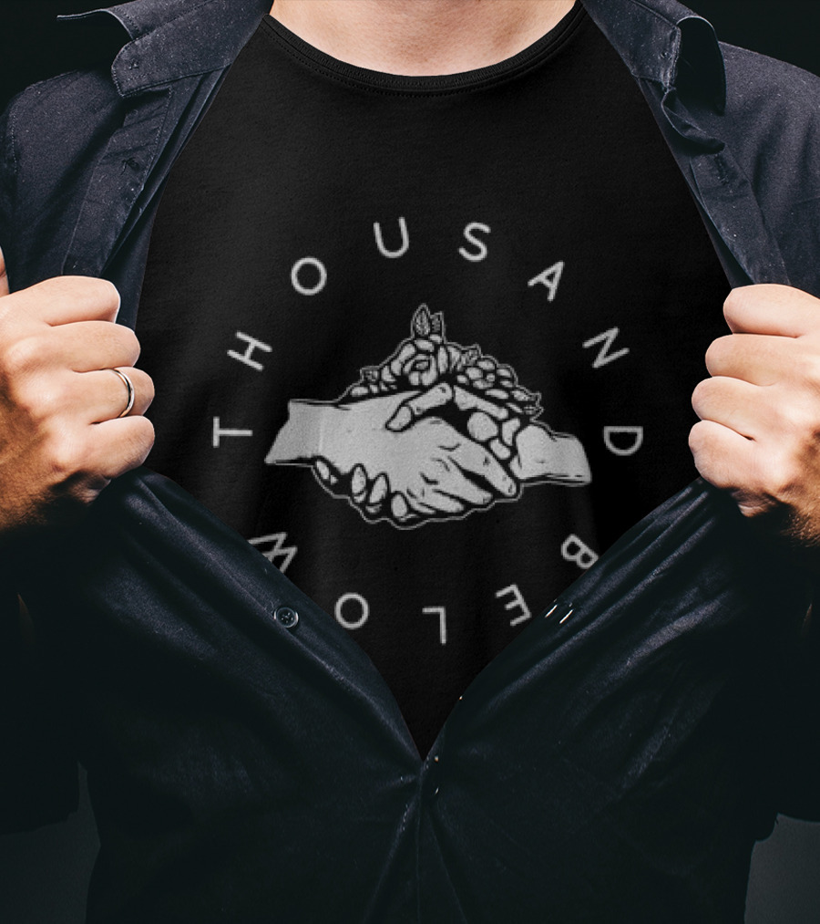 Thousand Below Rose Hand Shake Black T-Shirt