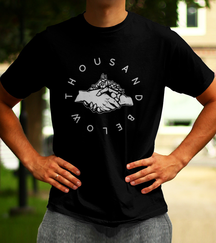 Thousand Below Rose Hand Shake Black T-Shirt