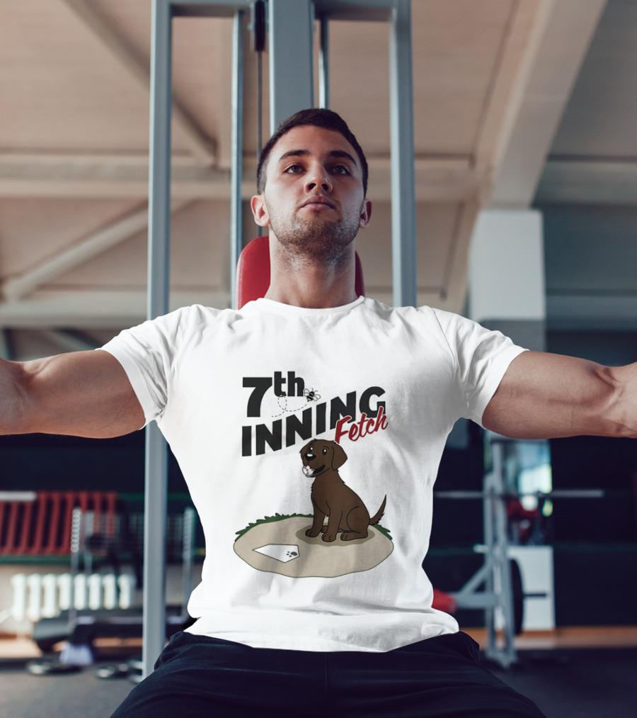 7th Inning Fetch Chocolate Lab Baseball Puppy T-Shirt