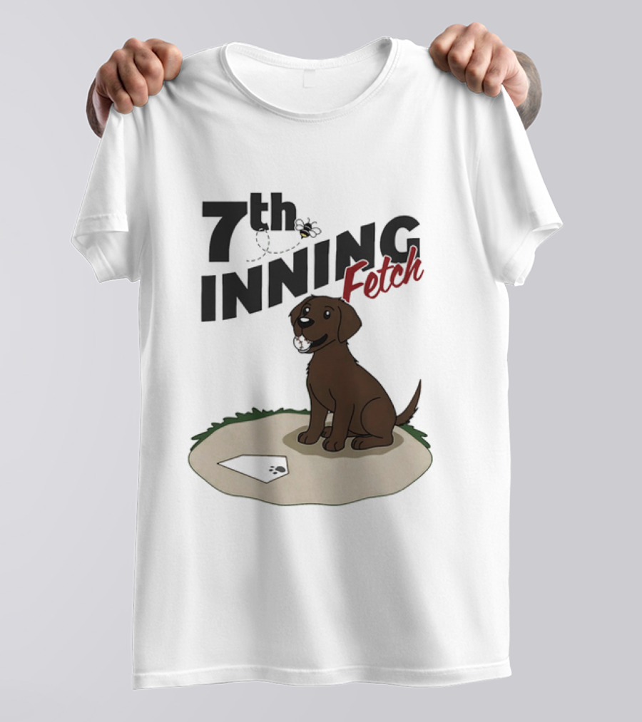7th Inning Fetch Chocolate Lab Baseball Puppy T-Shirt