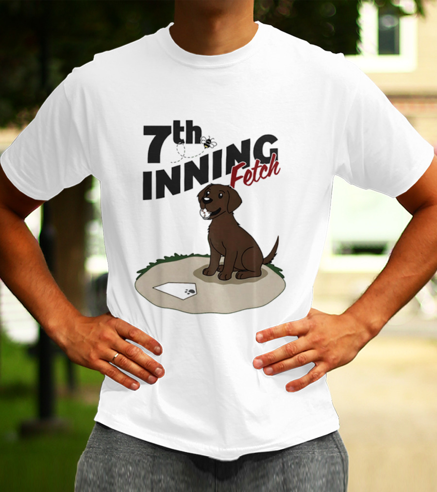 7th Inning Fetch Chocolate Lab Baseball Puppy T-Shirt