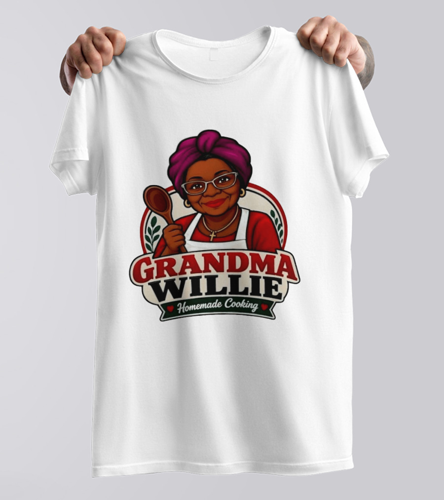 Grandma Willie Homemade Cooking Kitchen Apron Vector T-Shirt