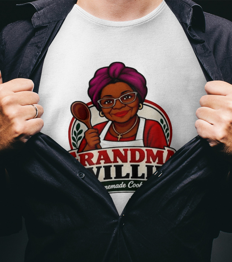 Grandma Willie Homemade Cooking Kitchen Apron Vector T-Shirt