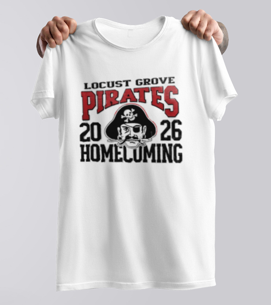 Locust Grove Pirates 2026 Homecoming Pirate Skull Eyepatch Sword T-Shirt