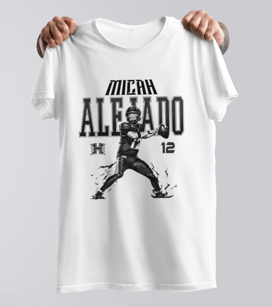 NCAA Football Micah Alejado No 12 Hawaii Rainbow Warriors Collage T-Shirt