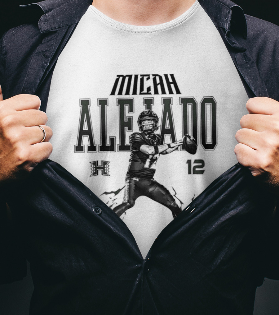 NCAA Football Micah Alejado No 12 Hawaii Rainbow Warriors Collage T-Shirt