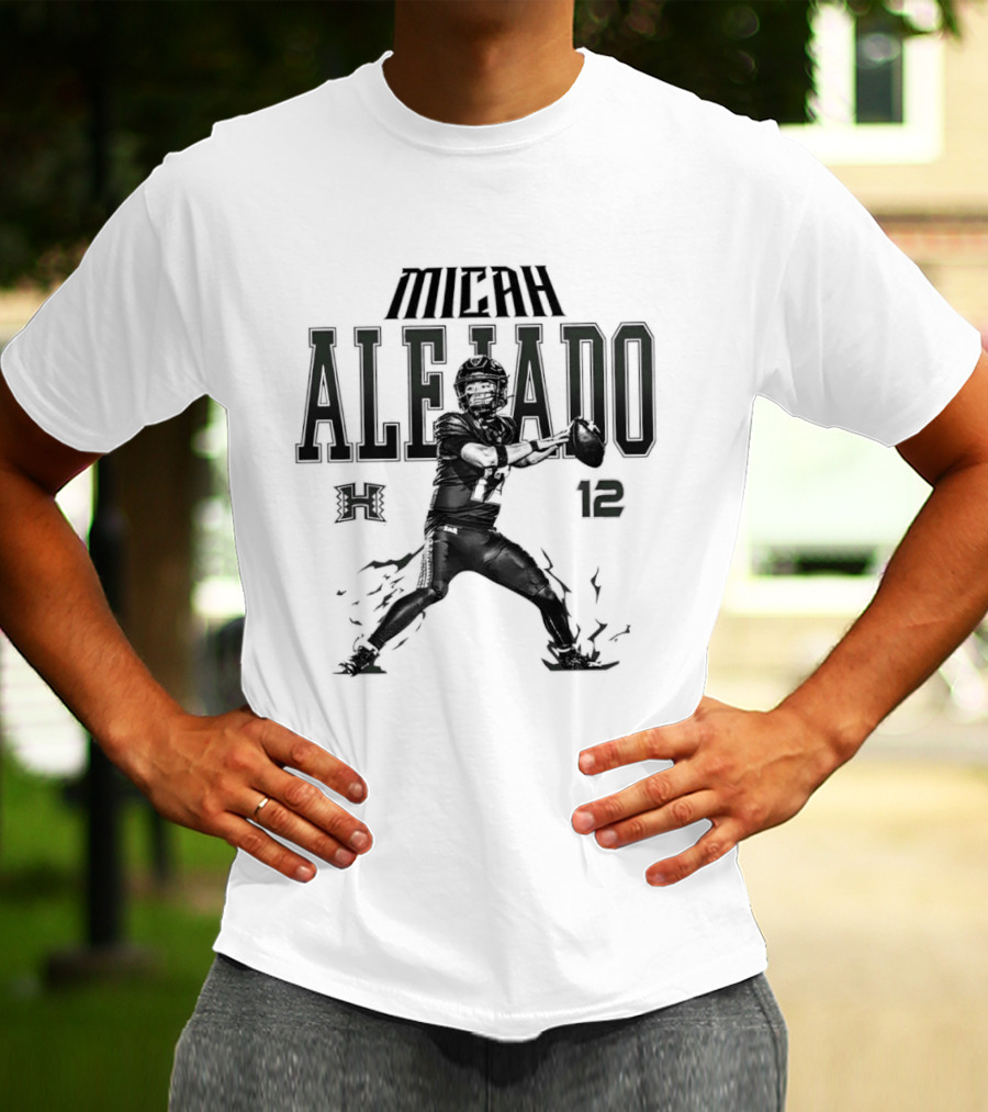 NCAA Football Micah Alejado No 12 Hawaii Rainbow Warriors Collage T-Shirt