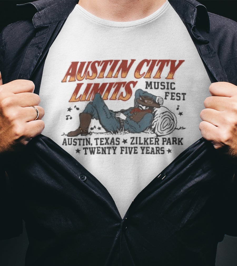 Austin City Limits Music Past, Present, And Future Texas Style Cowboy Lineup T-Shirt