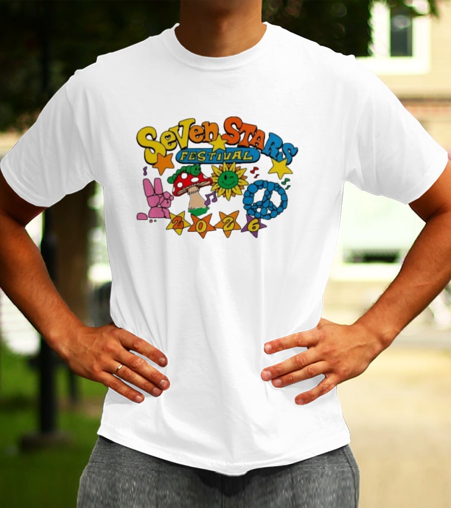 Seven Stars Festival 2026 Peace Mushroom Sun Music T-Shirt