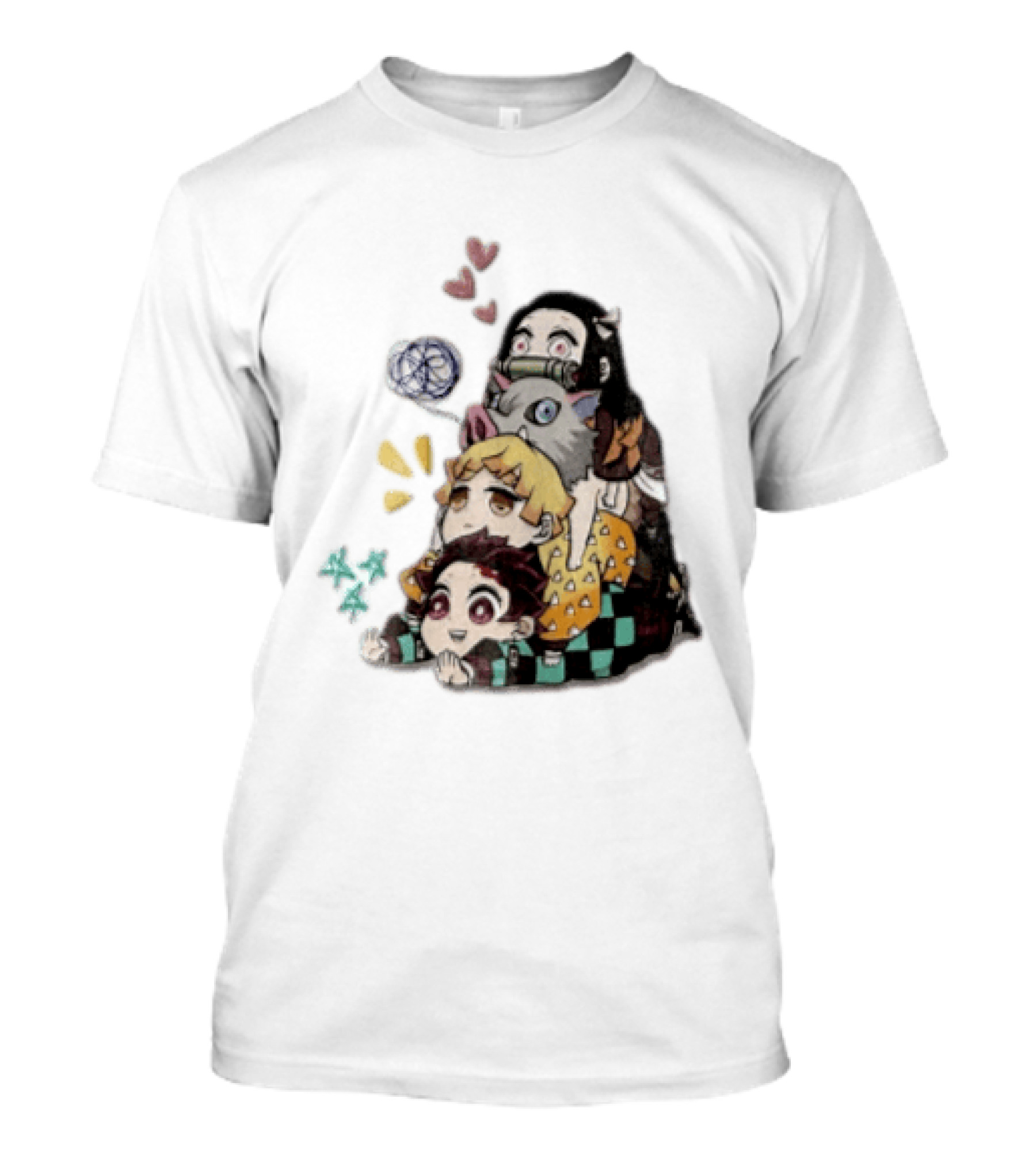 Tanjiro Kamado Zenitsu Agatsuma Inosuke Hashibira Nezuko Hearts Demon Slayer T-Shirt