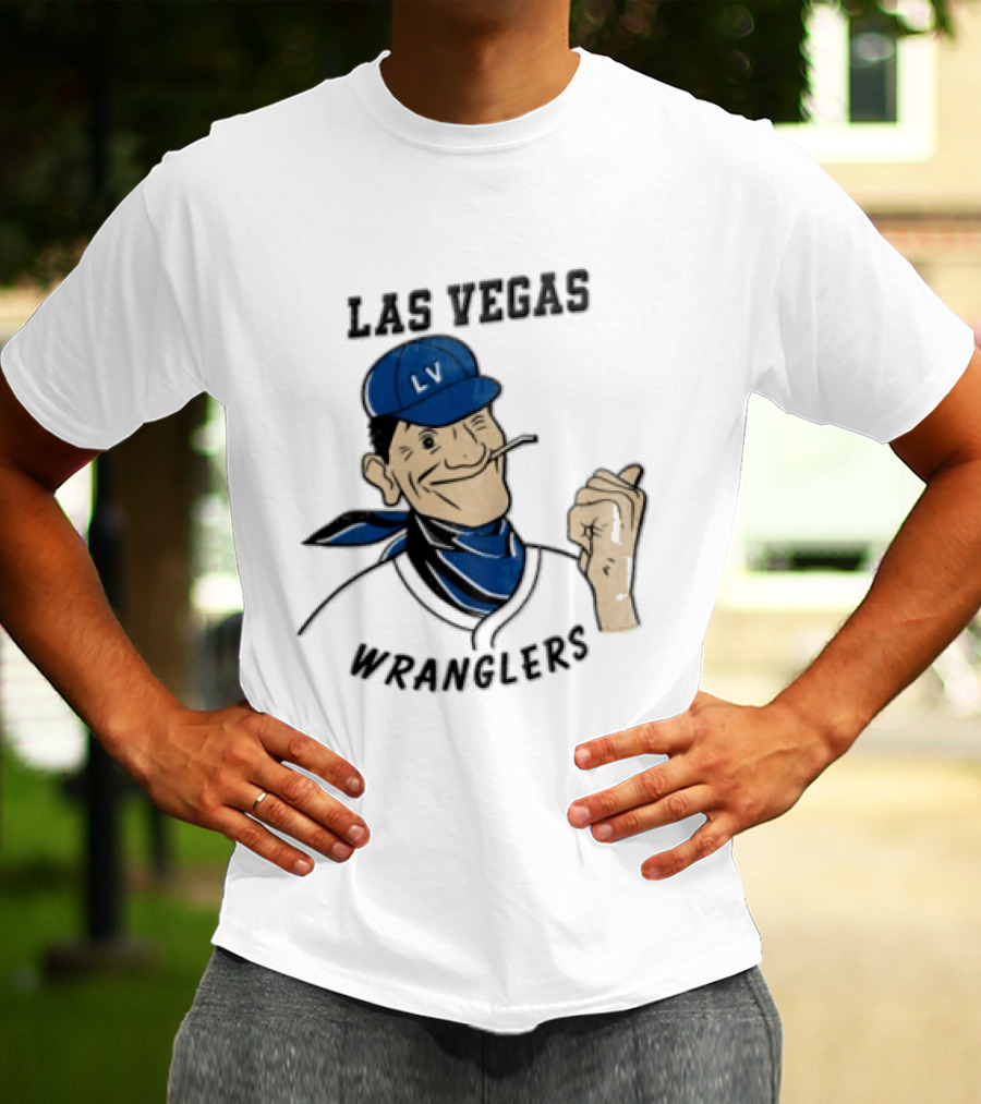Las Vegas Wranglers Vintage Cartoon Character With Hat And Bandana T-Shirt
