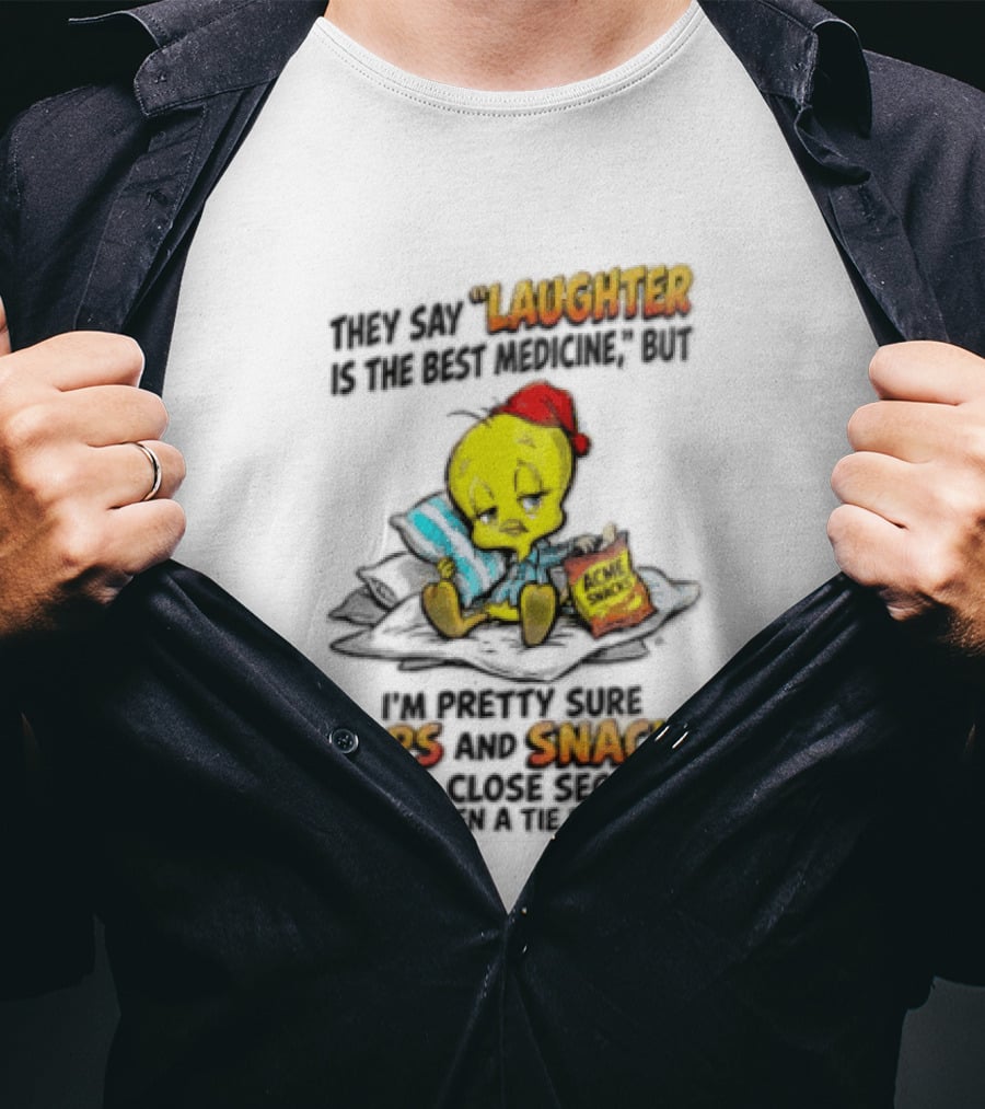 Tweety Laughter Best Medicine Naps Snacks Acme Sack Pillow T-Shirt