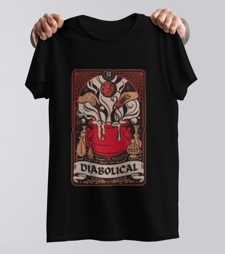 Do We Know Them Store Diabolical Tarot Card Cauldron Magic T-Shirt