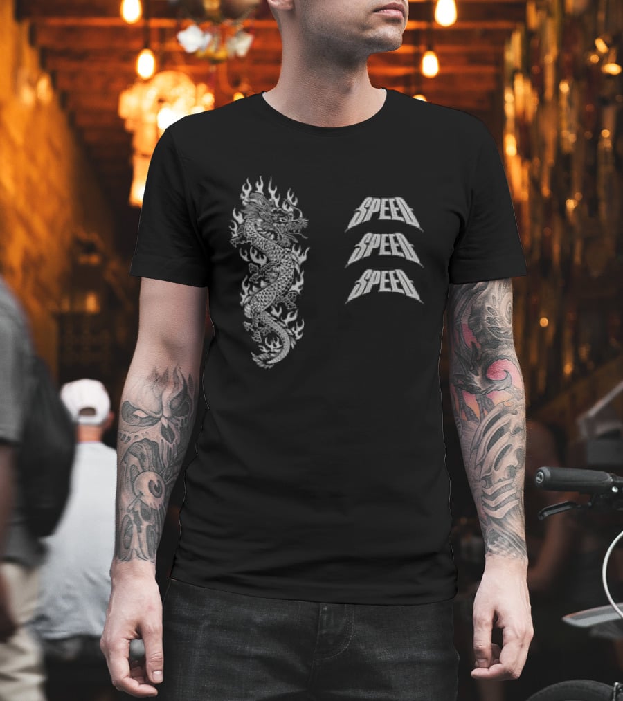 Evil Greed Store Speed HC Mentality Grey Tribal Flames And Wings T-Shirt