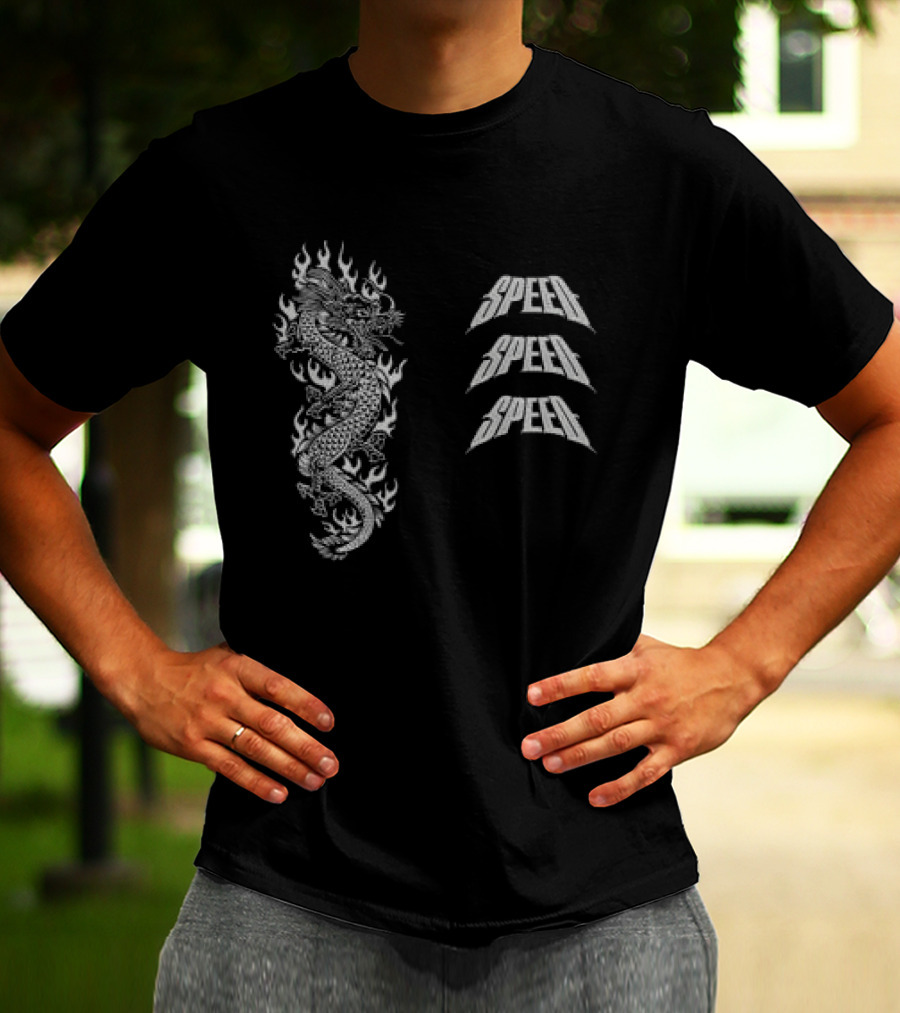 Evil Greed Store Speed HC Mentality Grey Tribal Flames And Wings T-Shirt