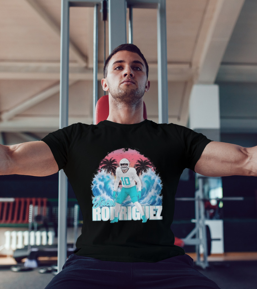 Jacob Rodriguez Miami Dolphins Tidal Wave Football Player Tropical T-Shirt