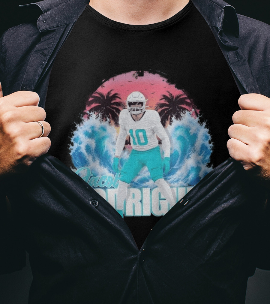 Jacob Rodriguez Miami Dolphins Tidal Wave Football Player Tropical T-Shirt