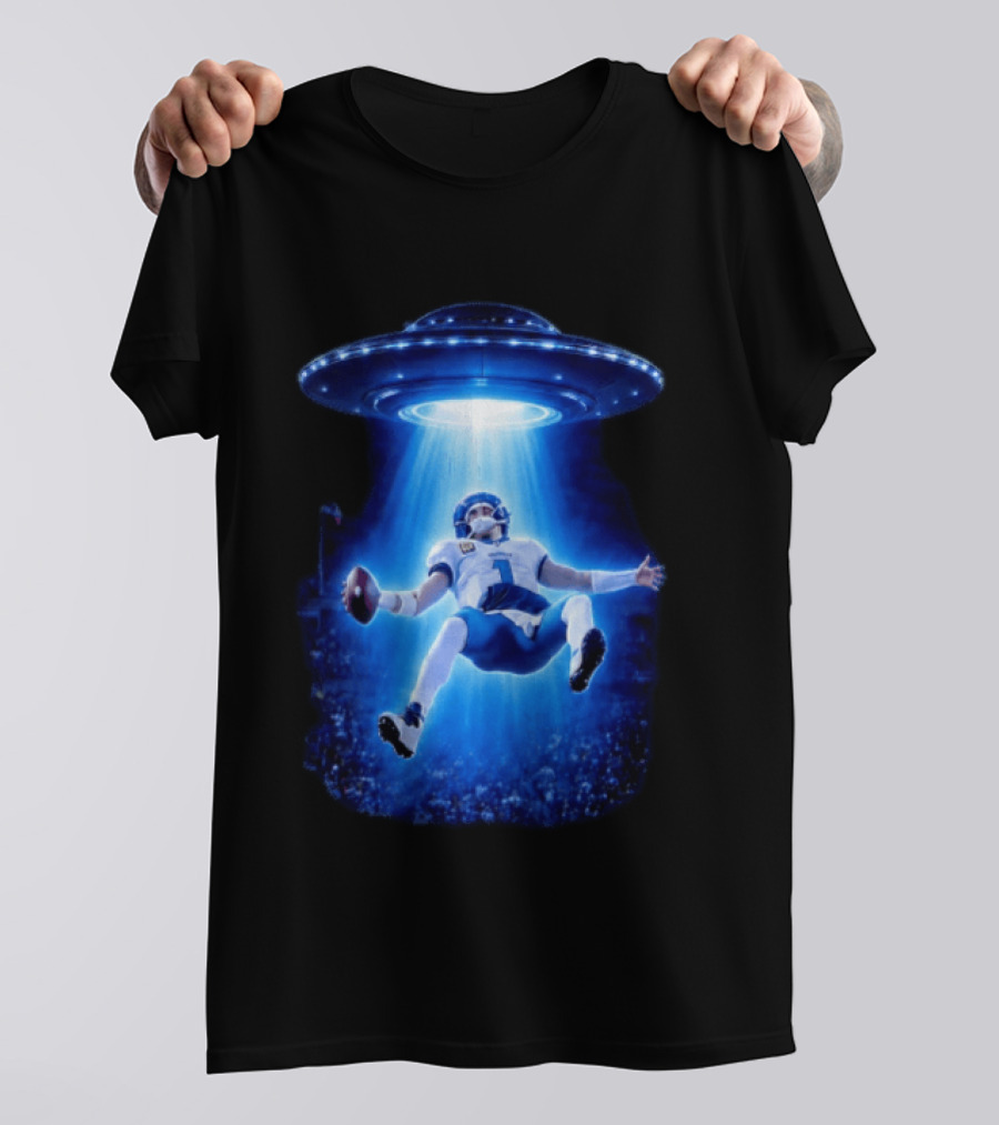 Jalen Hurts Memes UFO Abduction Football Player Beam Fantasy T-Shirt