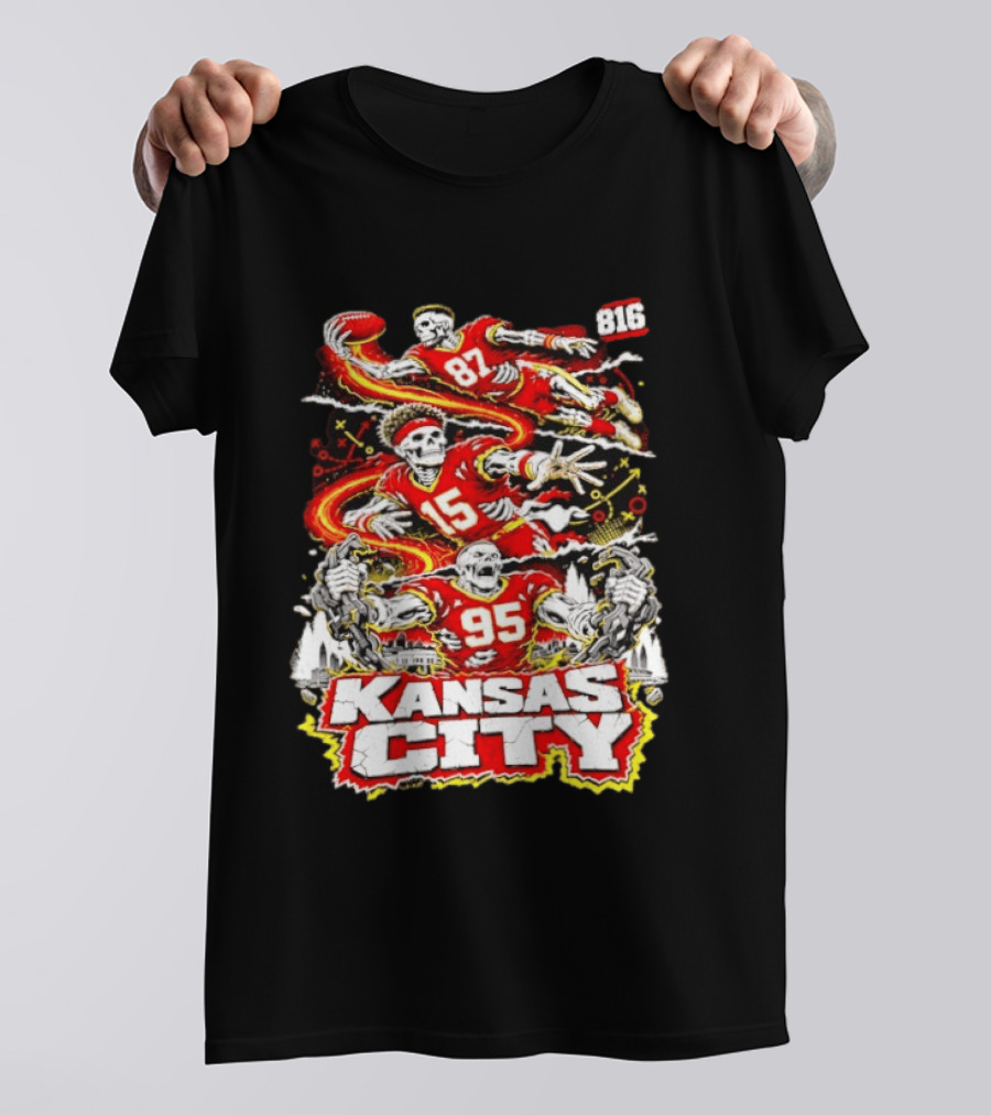 Kansas City Chiefs Skeleton Players Halloween 87 95 15 816 T-Shirt