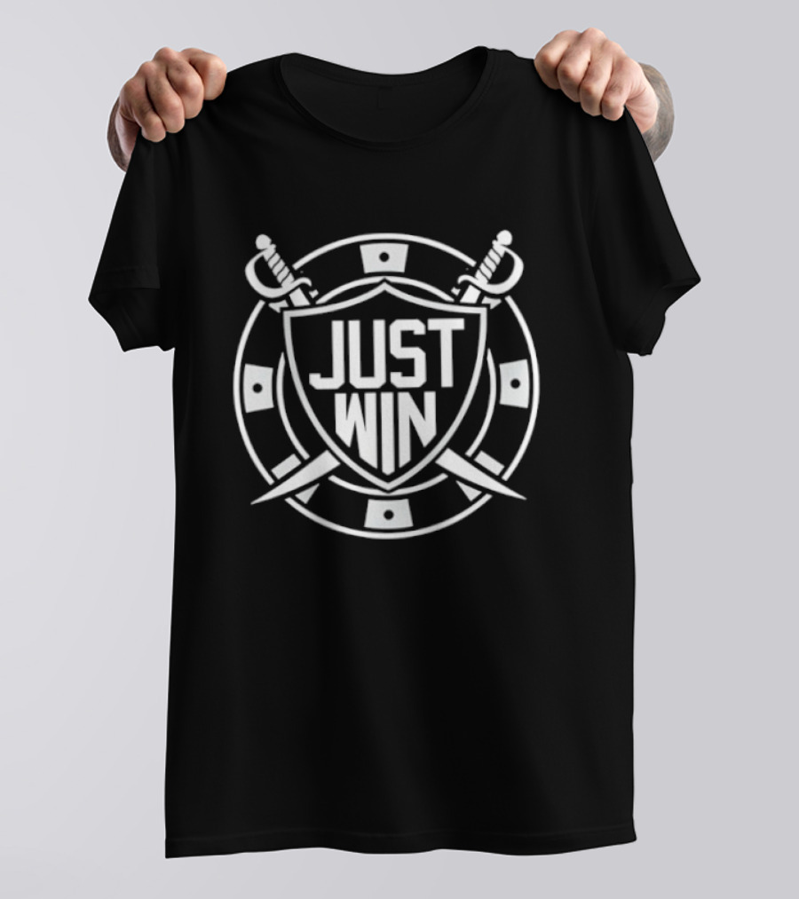 Las Vegas Raiders Just Win Shield And Swords Poker Chip T-Shirt