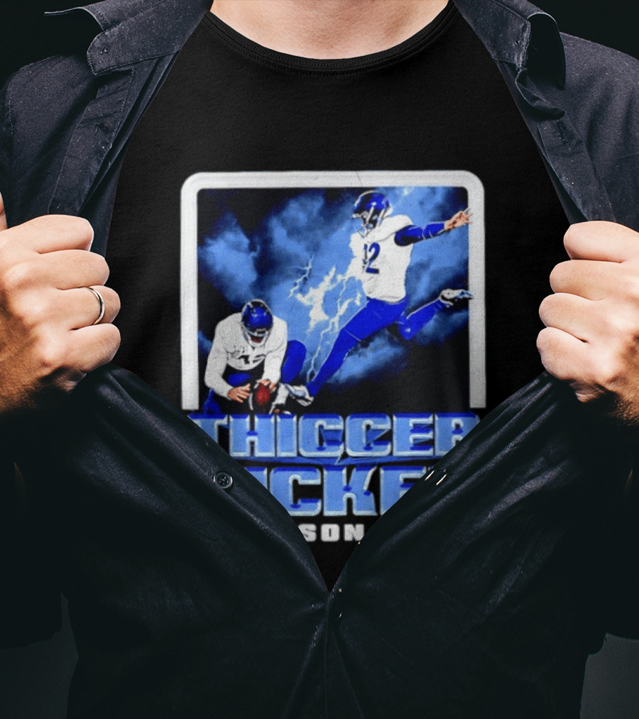 Los Angeles Rams Thiccer Kicker Harrison Mevis Football Action T-Shirt