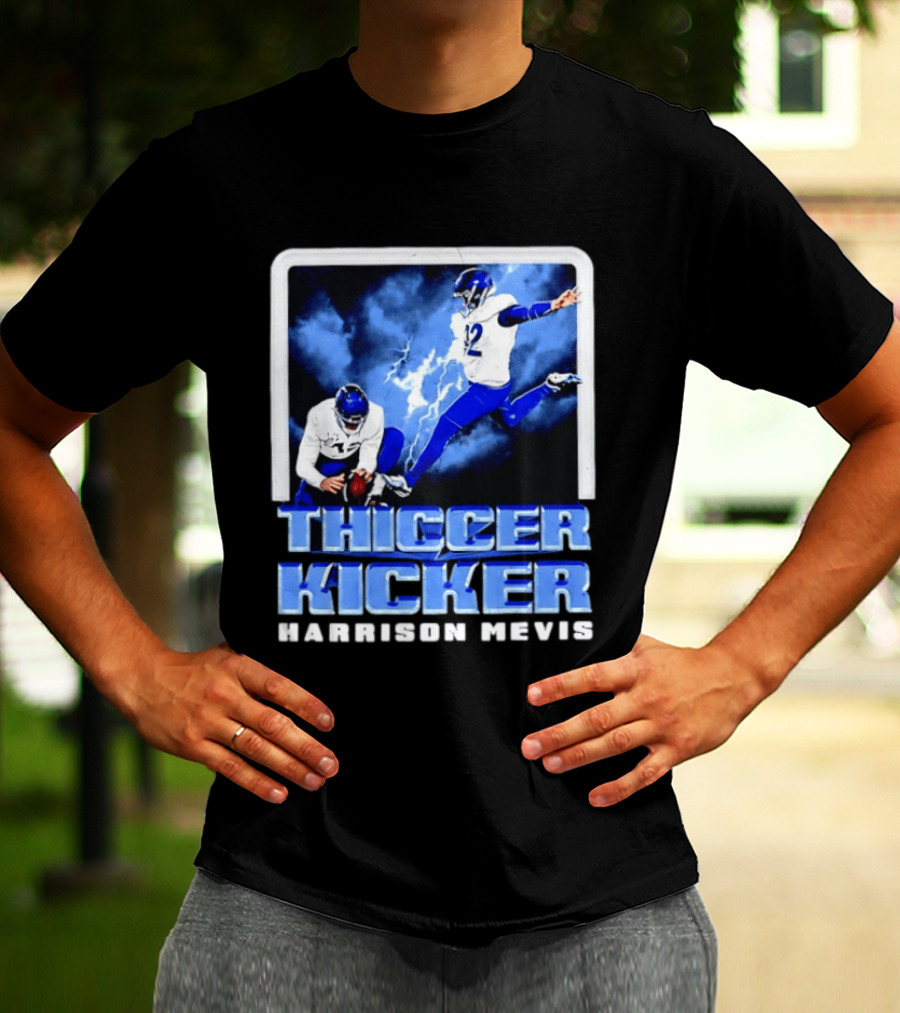 Los Angeles Rams Thiccer Kicker Harrison Mevis Football Action T-Shirt