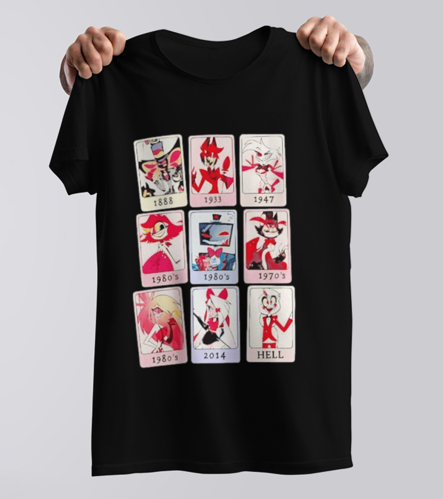 Hazbin Hotel 1888 1933 1947 1970s 1980s 2014 Hell T-Shirt
