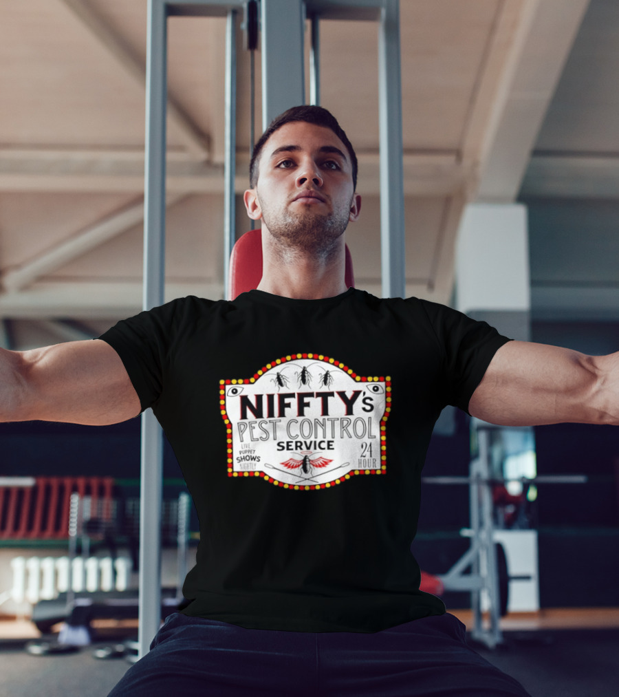 Niffty's Pest Control Service Live Puppet Shows Nightly 24 Hour Hazbin Hotel T-Shirt