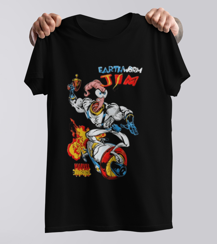 Earthworm Jim Marvel Absurd Dynamic Action Scene T-Shirt