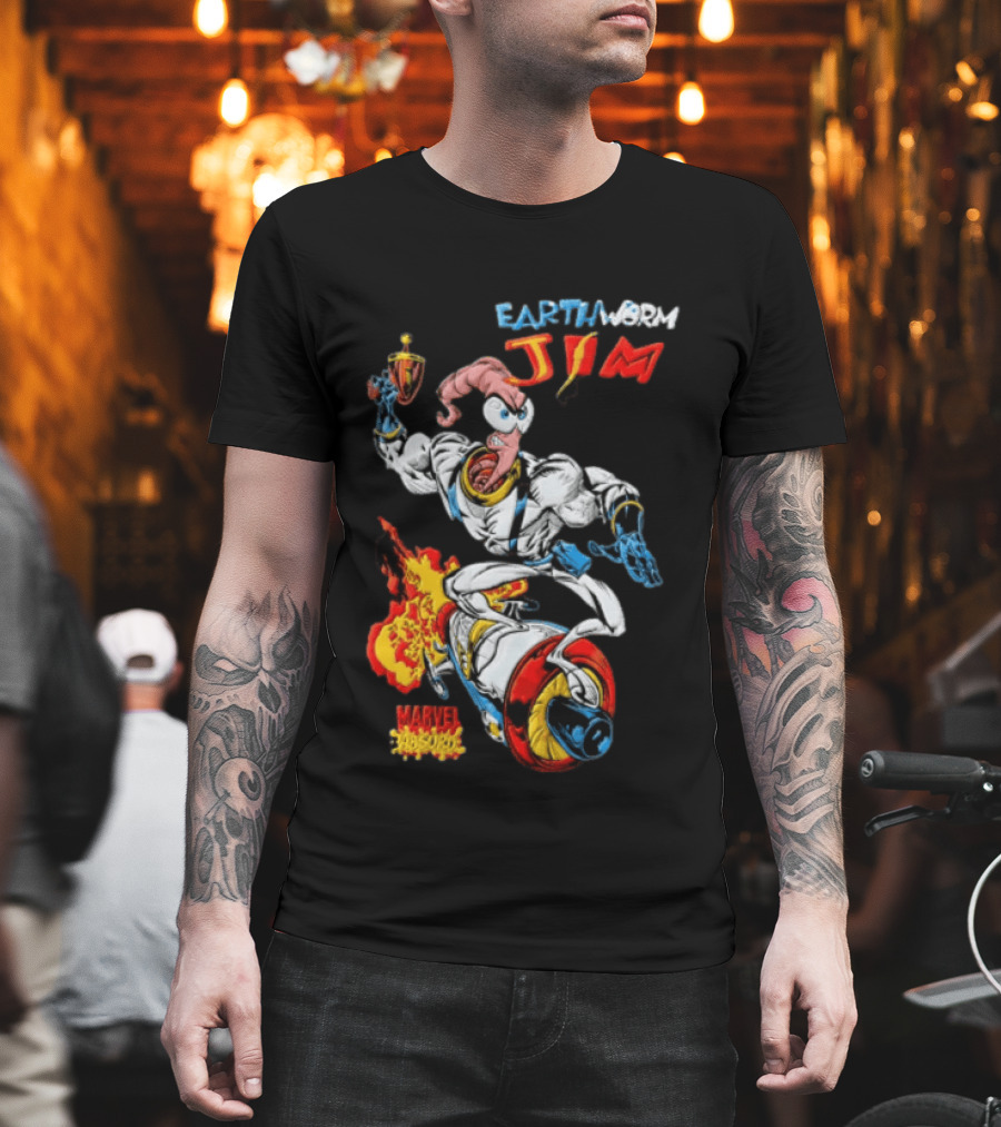 Earthworm Jim Marvel Absurd Dynamic Action Scene T-Shirt