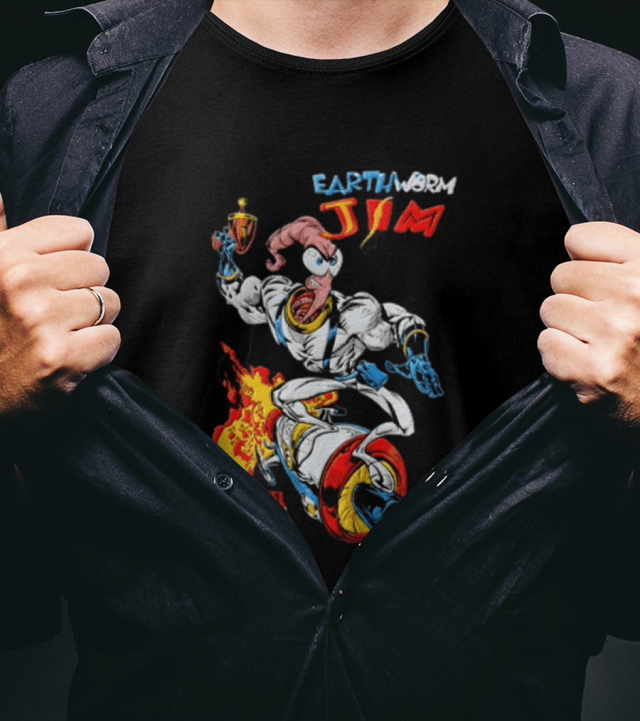 Earthworm Jim Marvel Absurd Dynamic Action Scene T-Shirt