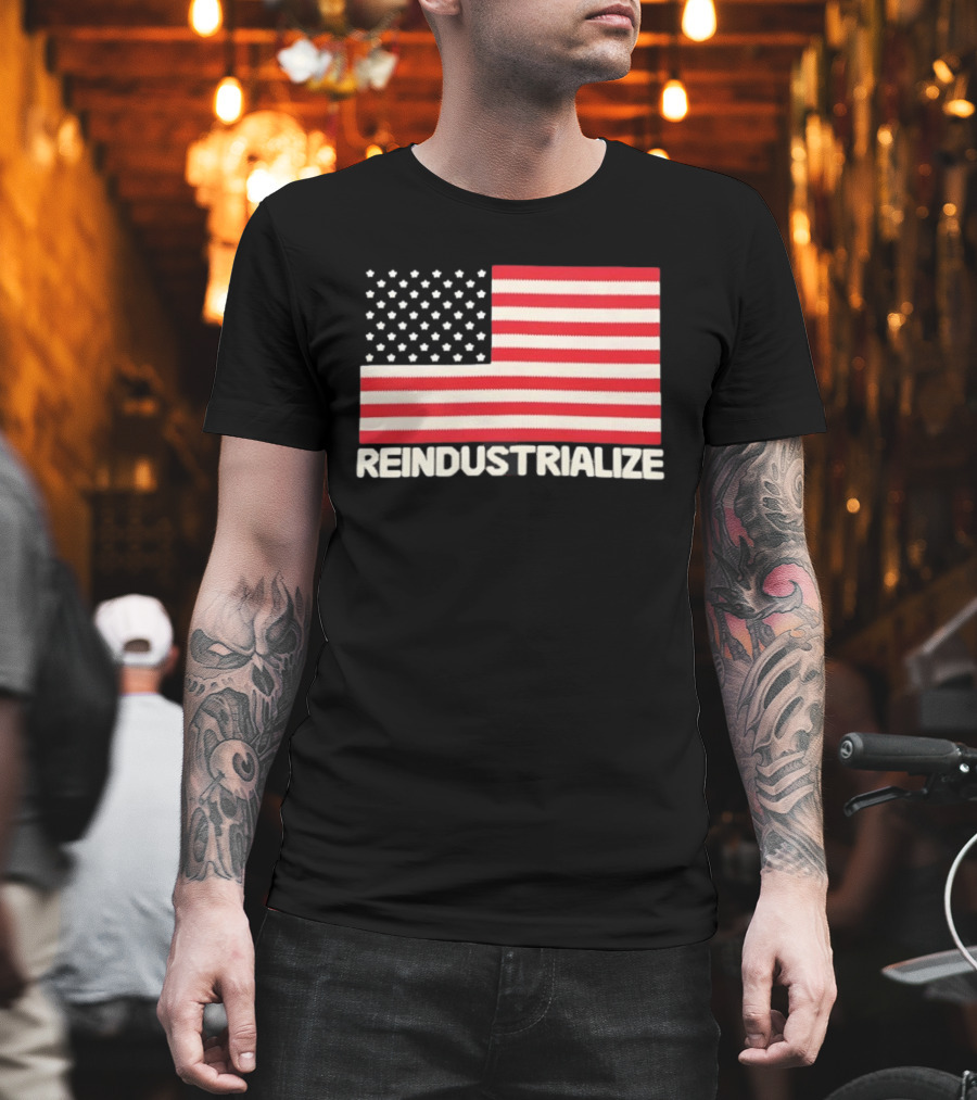 Reindustrialize United States Flag Stars And Stripes T-Shirt