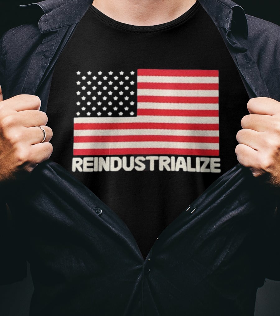 Reindustrialize United States Flag Stars And Stripes T-Shirt