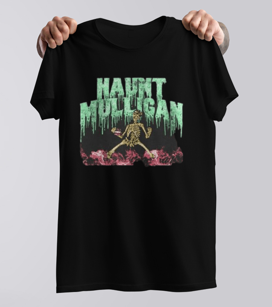Halloween Skeleton Hot Mulligan Dripping Text Pink Smoke T-Shirt
