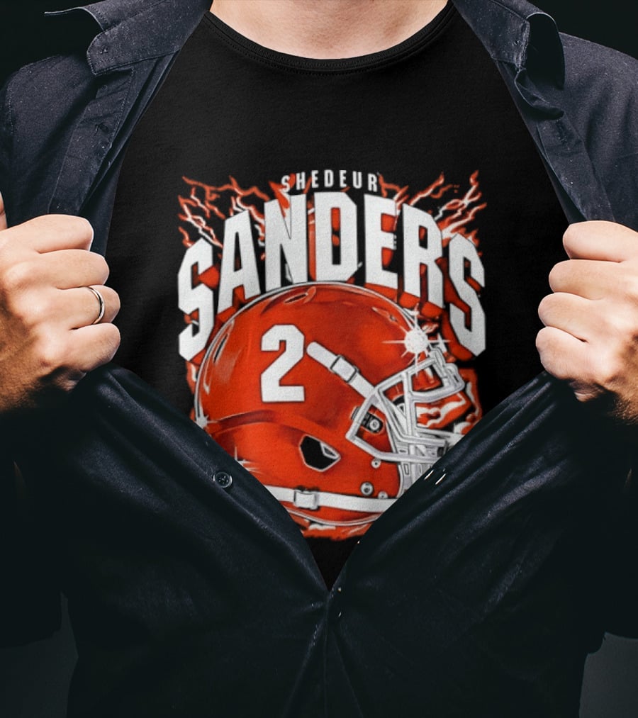 Shedeur Sanders Number 2 Cleveland Browns Helmet T-Shirt