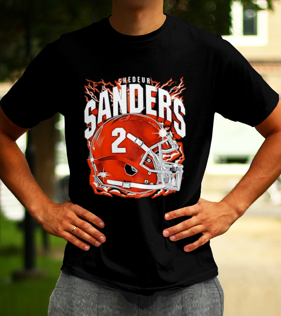 Shedeur Sanders Number 2 Cleveland Browns Helmet T-Shirt