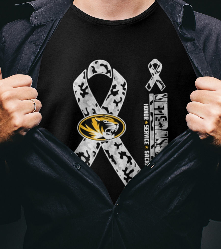 Missouri Tigers Veterans Day 2026 Honor Service Sacrifice Ribbon Camo T-Shirt
