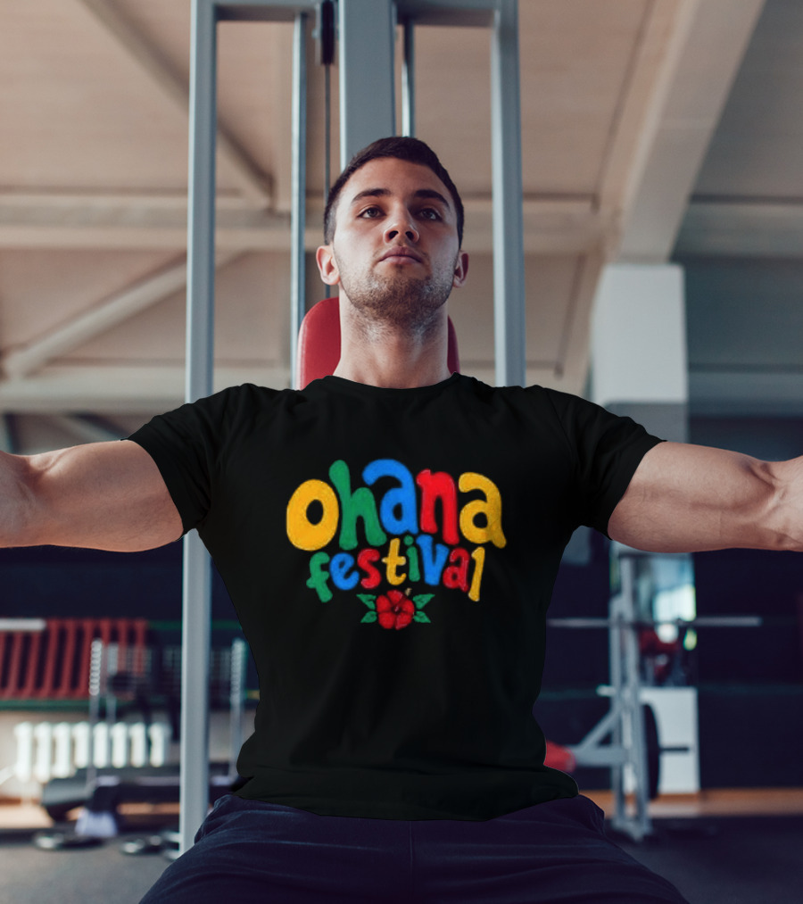 Ohana Festival Colorful Text With Flower T-Shirt